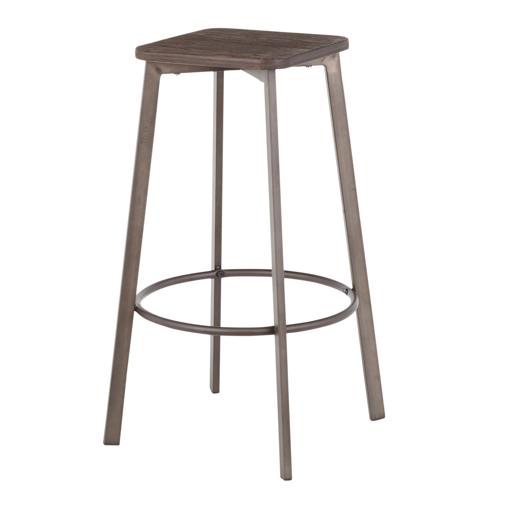 Square Barstool in Antique Metal