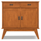 Draper 36 Inch Wide Solid Wood Mid Century Entryway Storage Cabinet