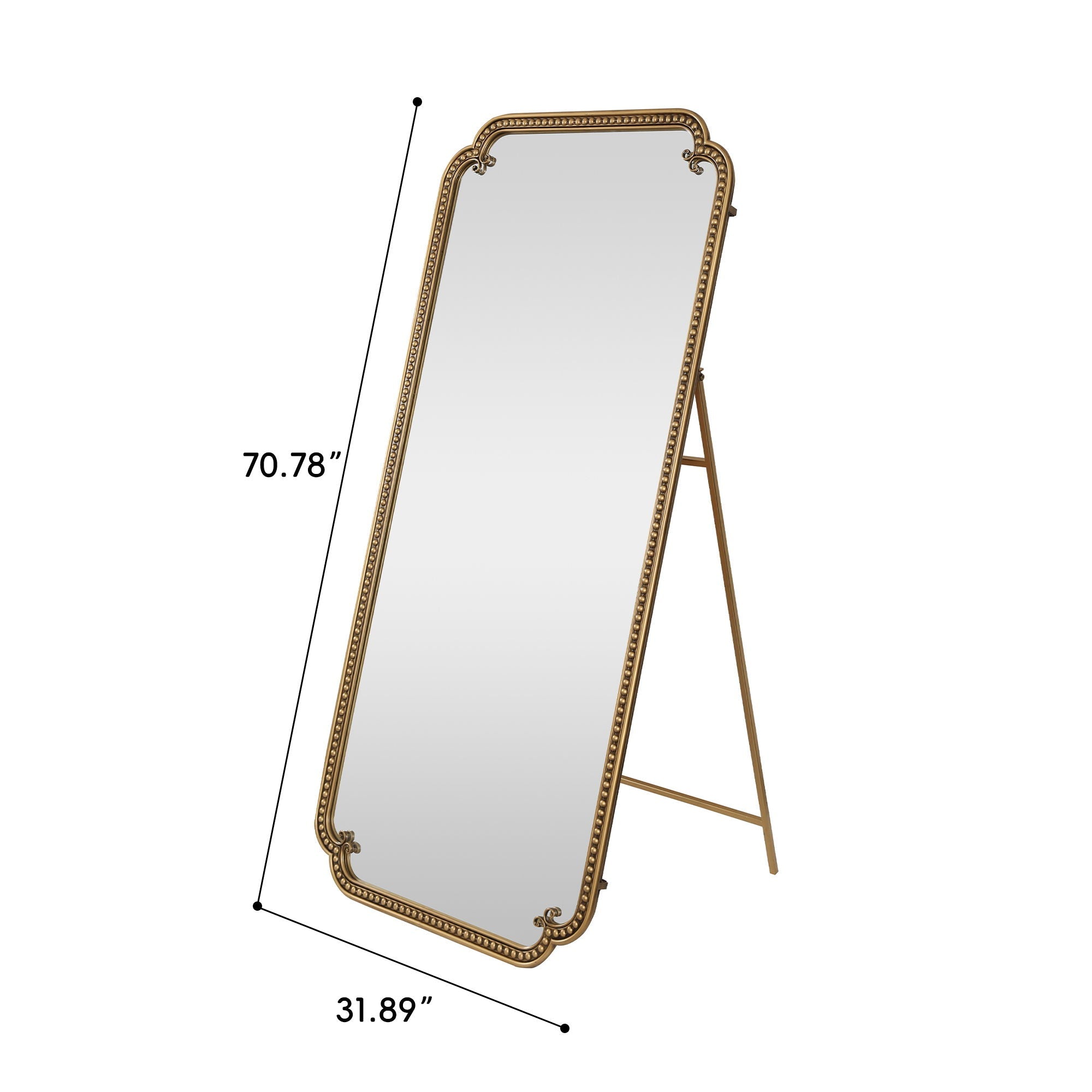 Full Length Mirror With Stand, Floor Standing Dressing For Bedroom - Antique Gold
