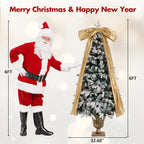 6FT Pre-Lit Flocked Christmas Tree with Real Pine Cones