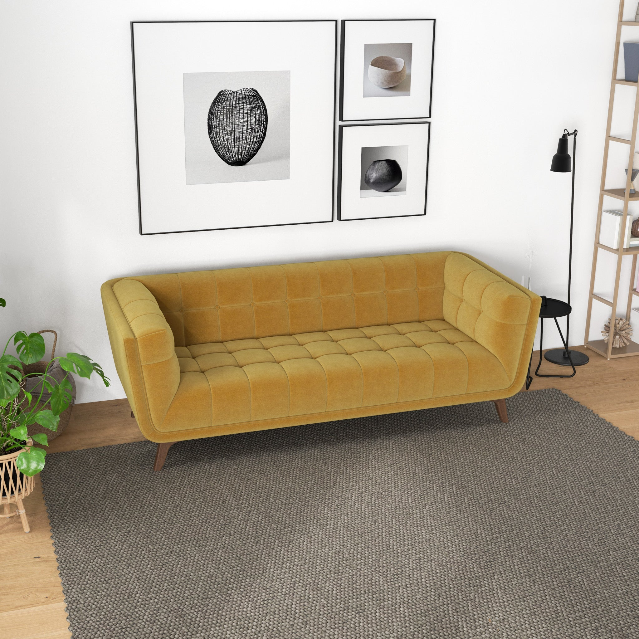 Addison Large Teal Velvet Sofa