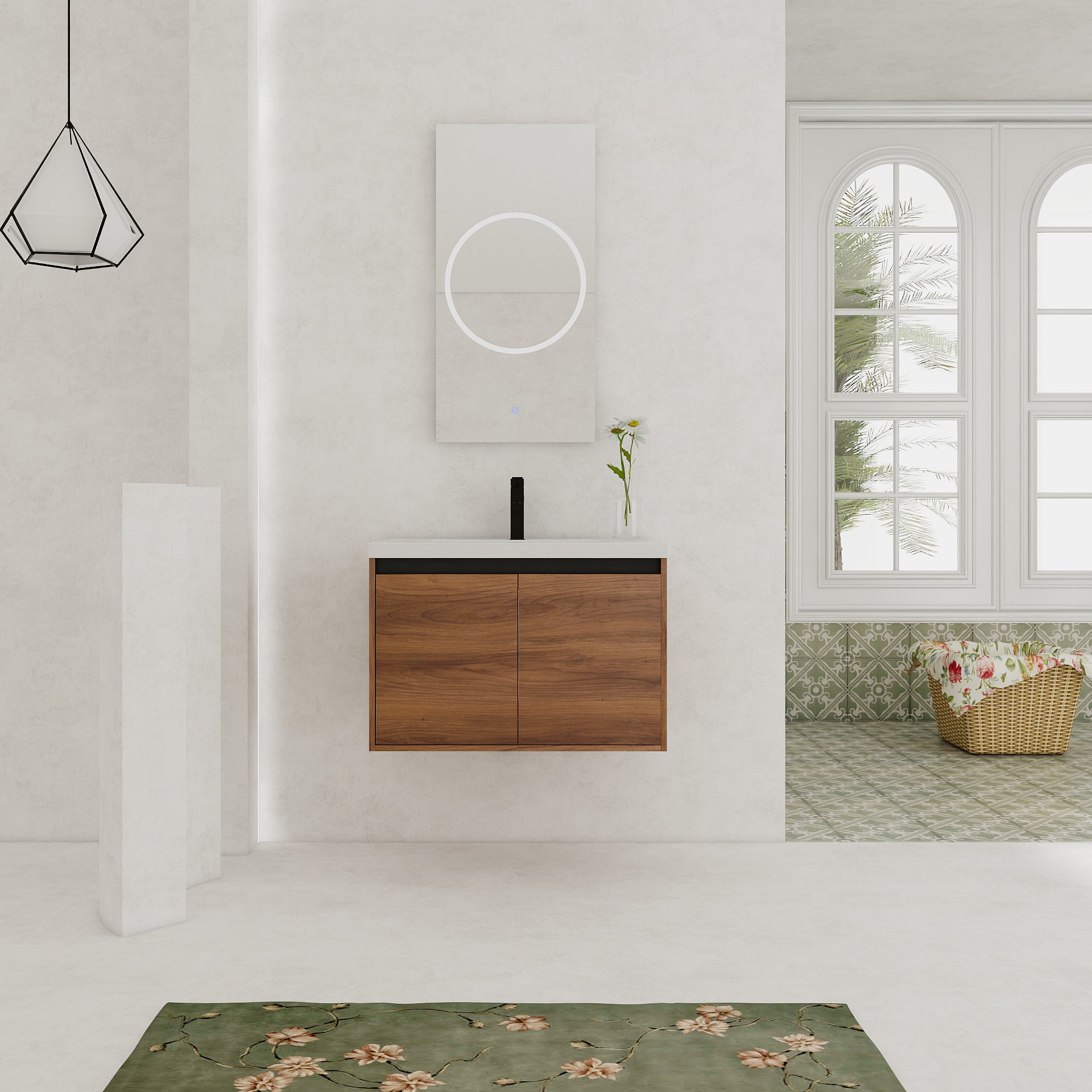30" Wall Mounted Bathroom Vanity with Resin Basin