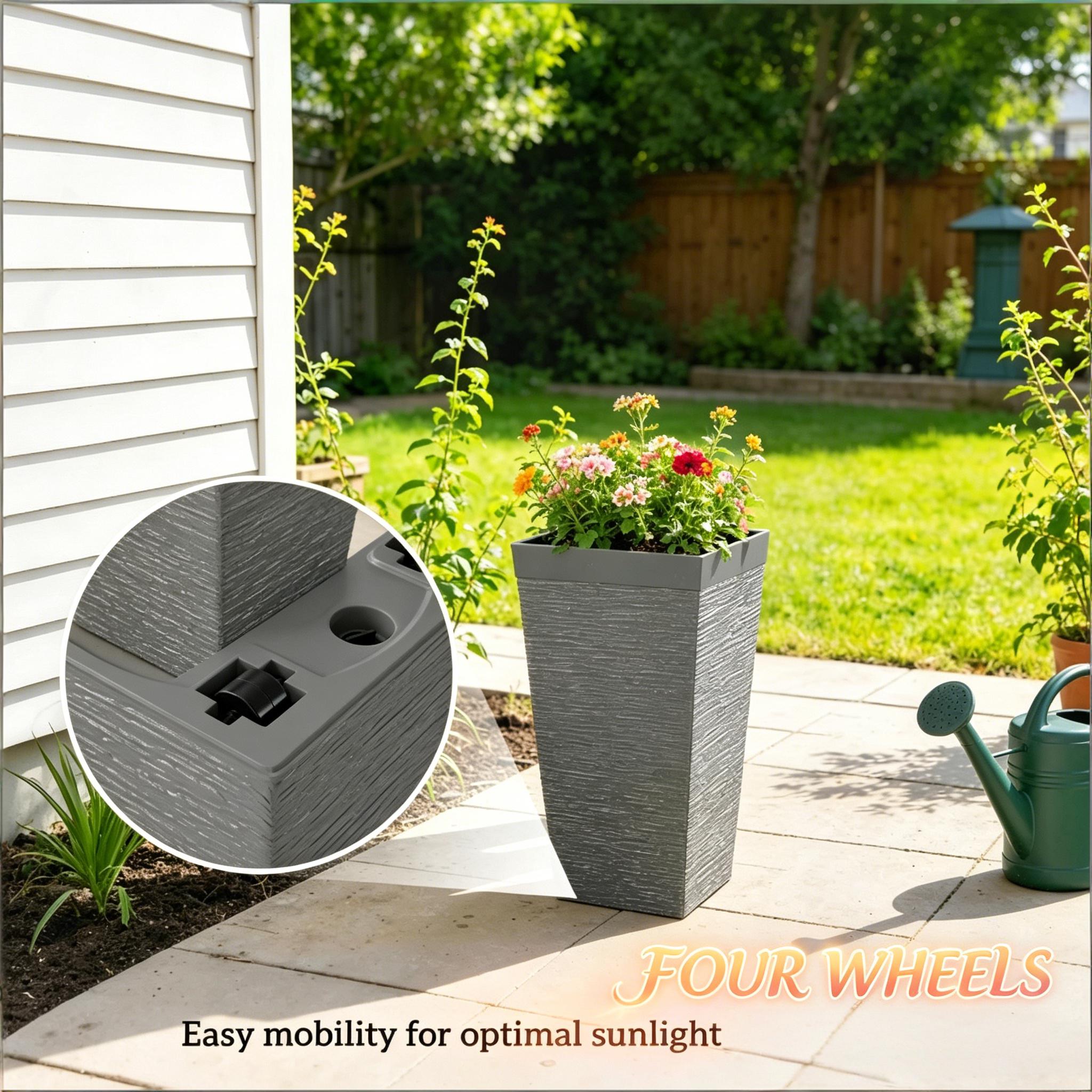 Stackable Design Tapered Planters - 3-Piece Outdoor Set