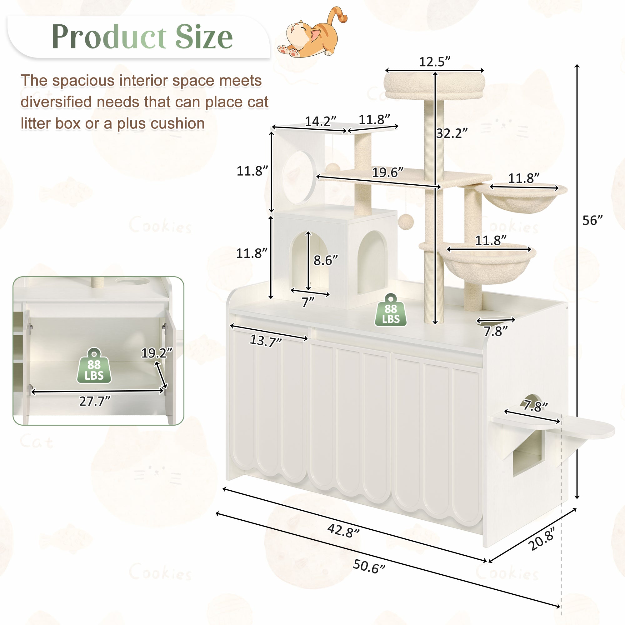50.6" Cat Tree with Litter Box Enclosure