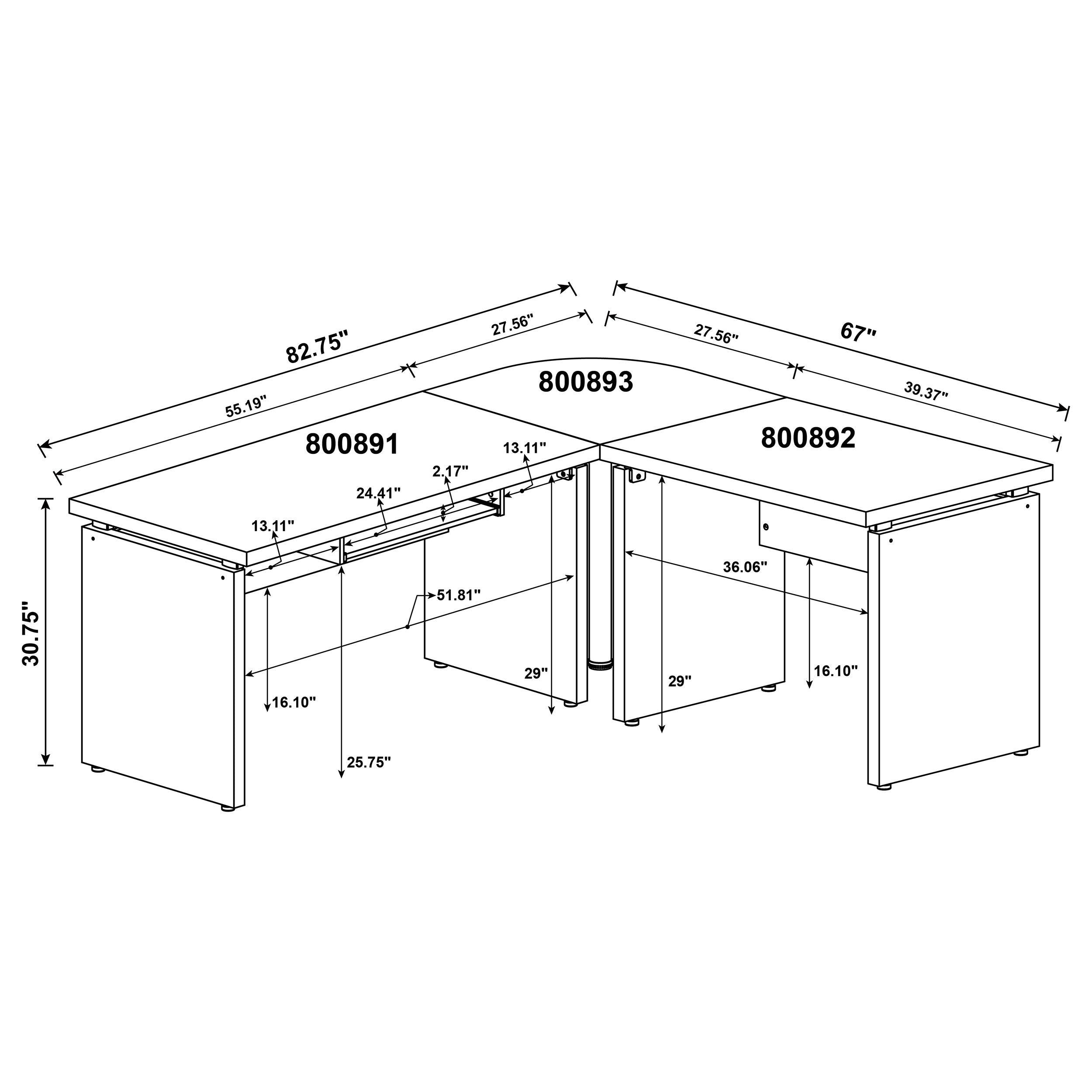 Ulloa Cappuccino 83-Inch L-Shaped Office Computer Desk