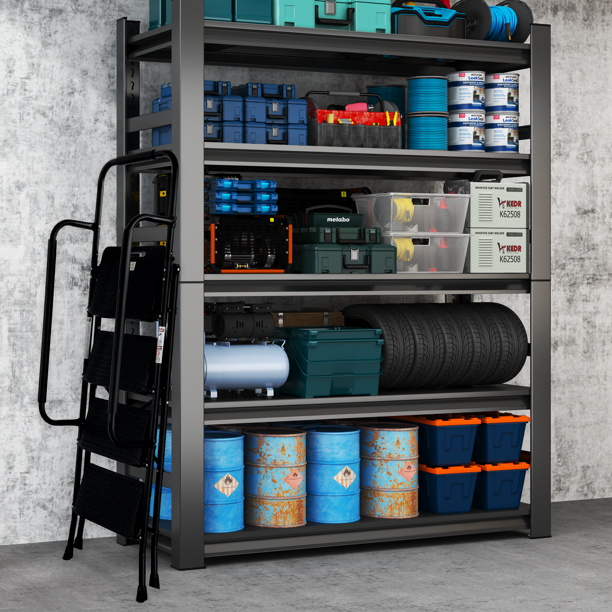 4 Step Ladder, Folding Step Stool with Wide Anti-Slip Pedal