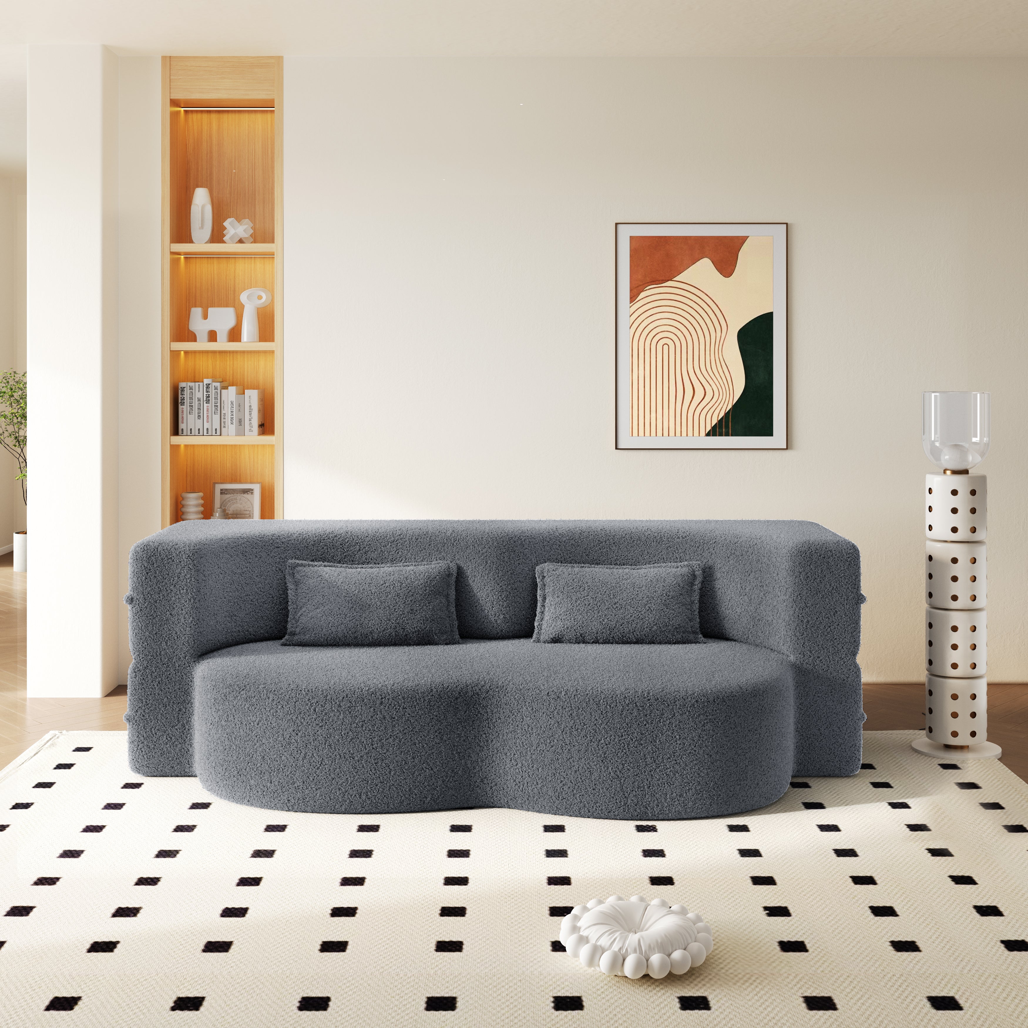 Modern Floor Sofa with 2 Pillows