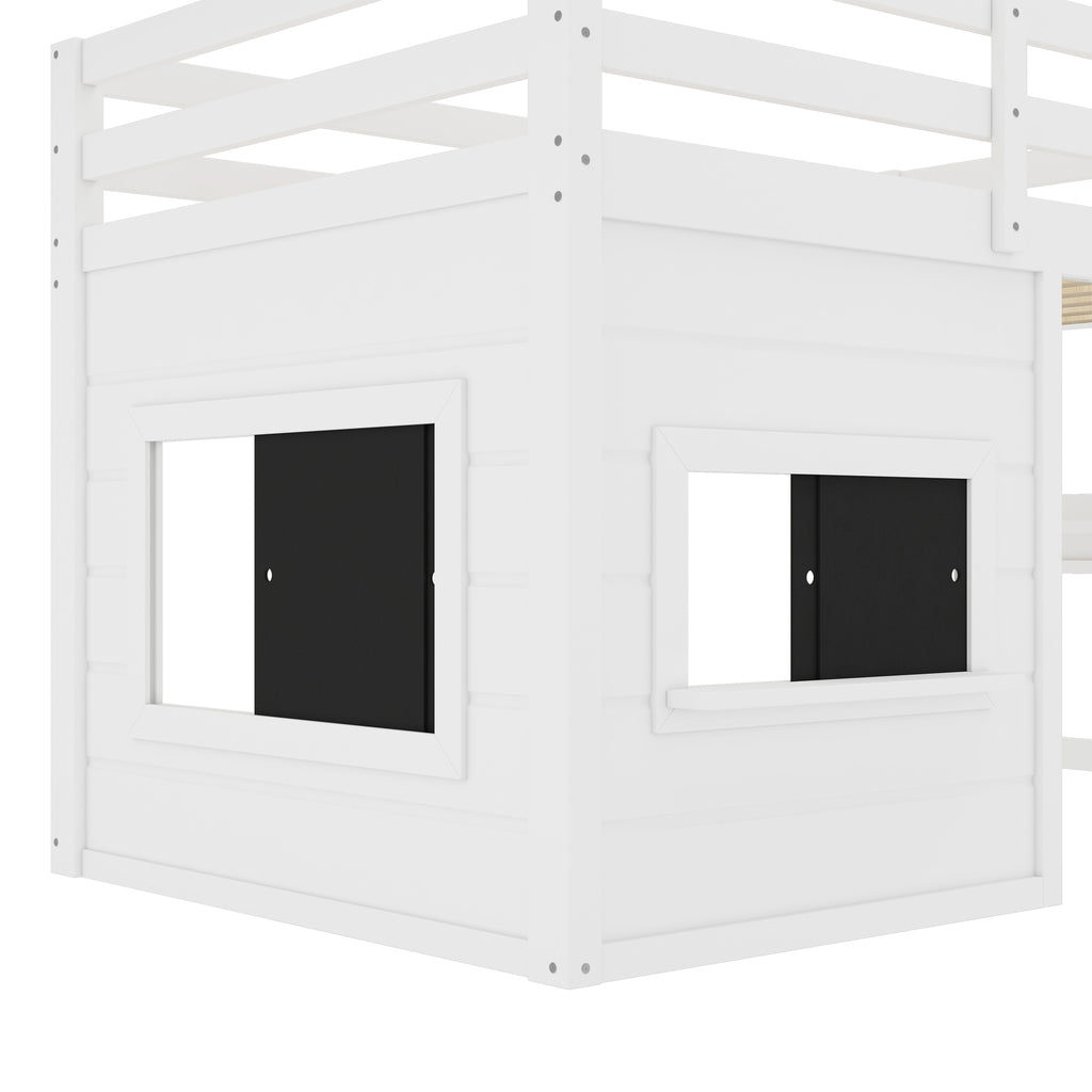 Twin Size Loft Bed With Playful Sliding Chalkboard