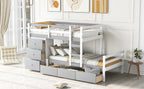 Twin Over Twin Loft Bunk Bed with Drawers and Ladder