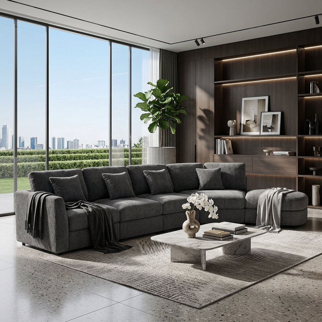 U_Style Modern 5-Seater Curved Modular Sectional Sofa