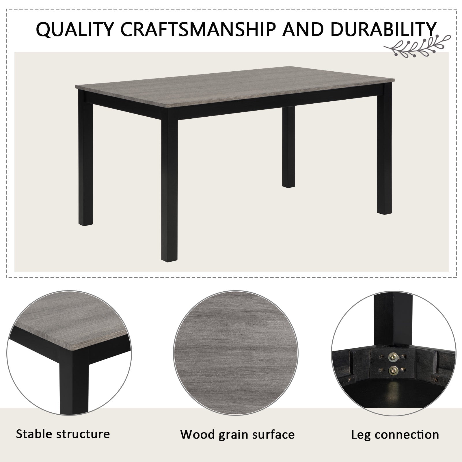 6-Piece Dining Table Set with Bench and Chairs