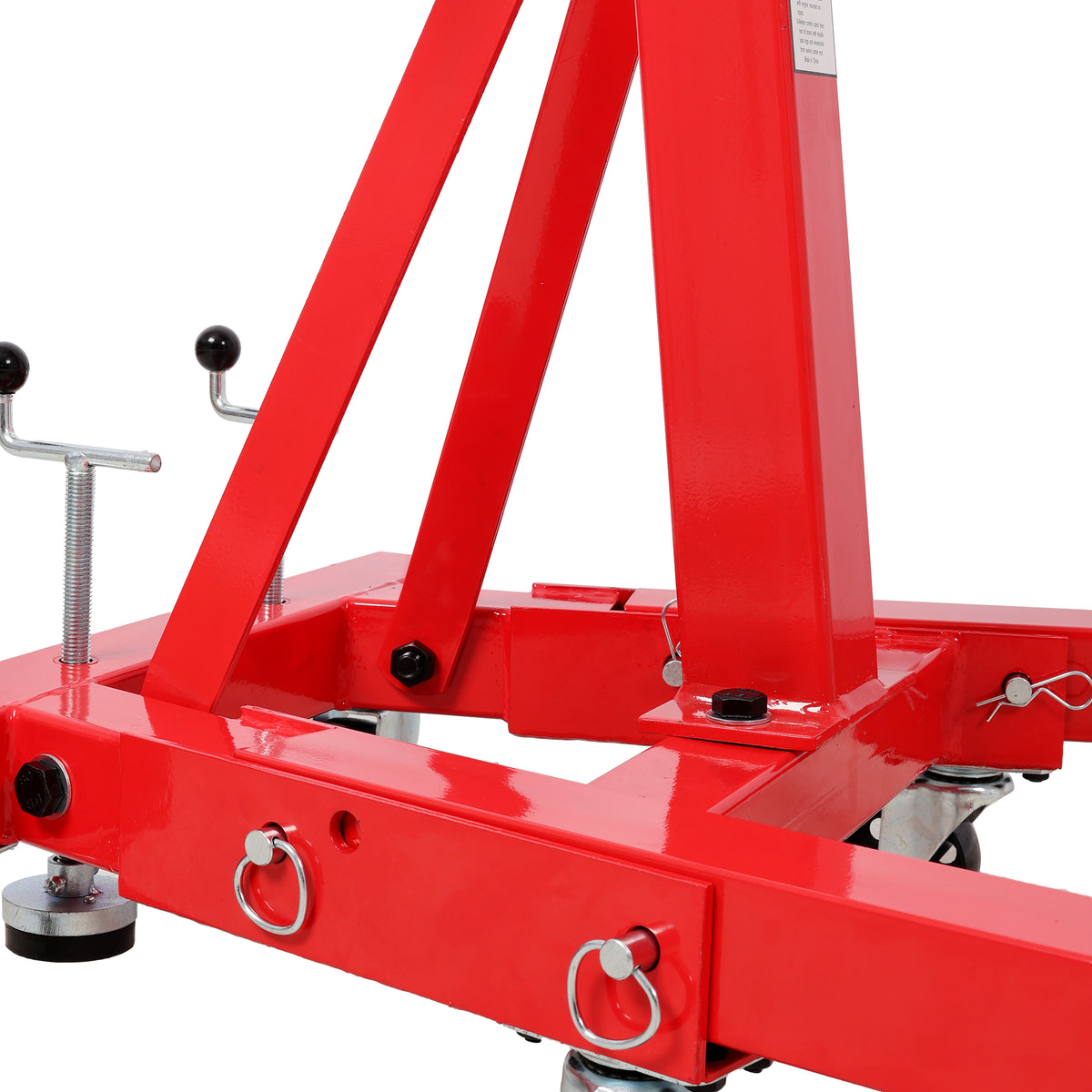 1500-lb Folding Engine Stand, Geared Rotating Head, 360-Degree Adjustable, Red