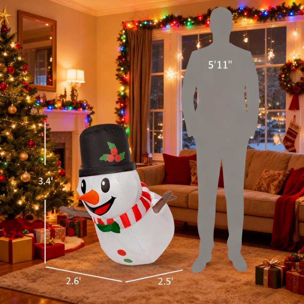 3.4' Blow-Up Outdoor Christmas Display Inflatable Hanging Snowman