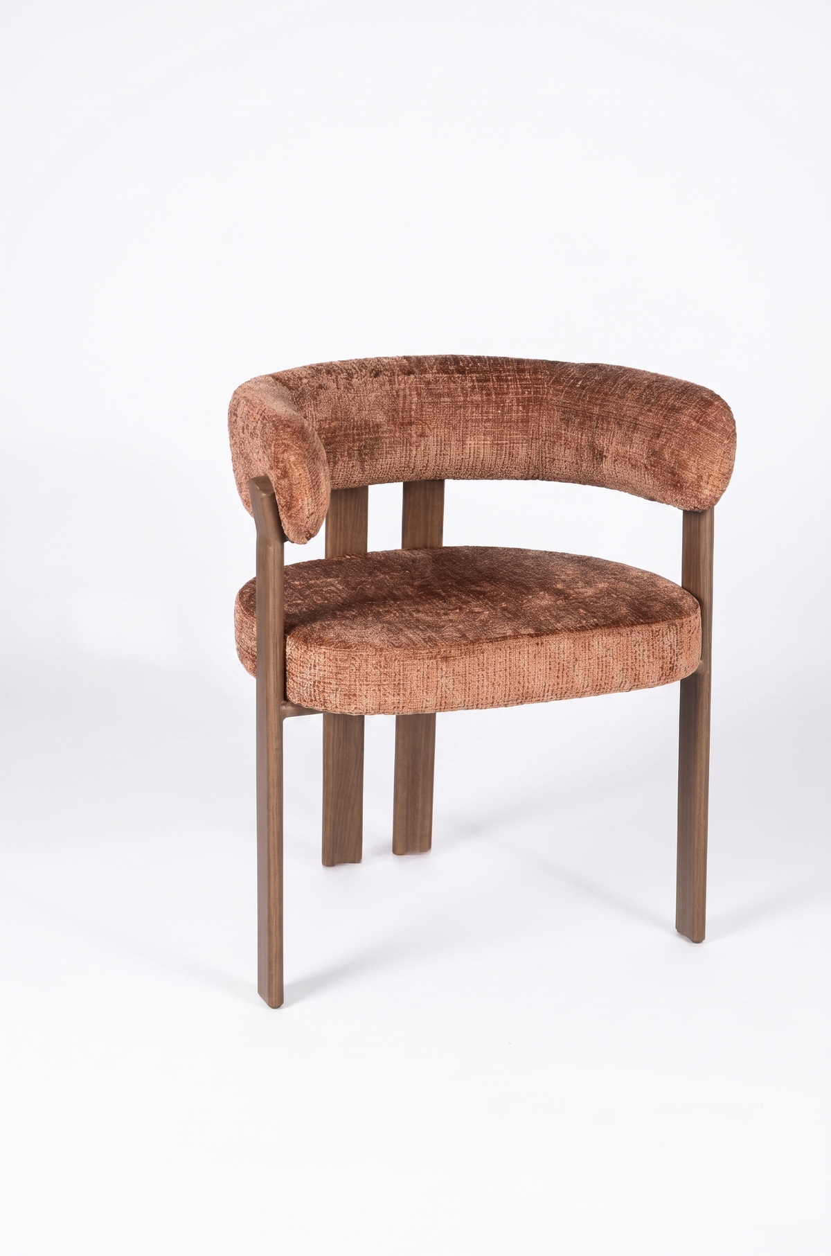 2-Piece Modern Bouclé Dining Chair Set, Curved Barrel Back Accent Side Chairs with Heavy-Duty Wood-Grain Metal Legs