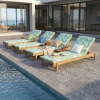 Light Teak Acacia Wood Chaise Lounge Set
