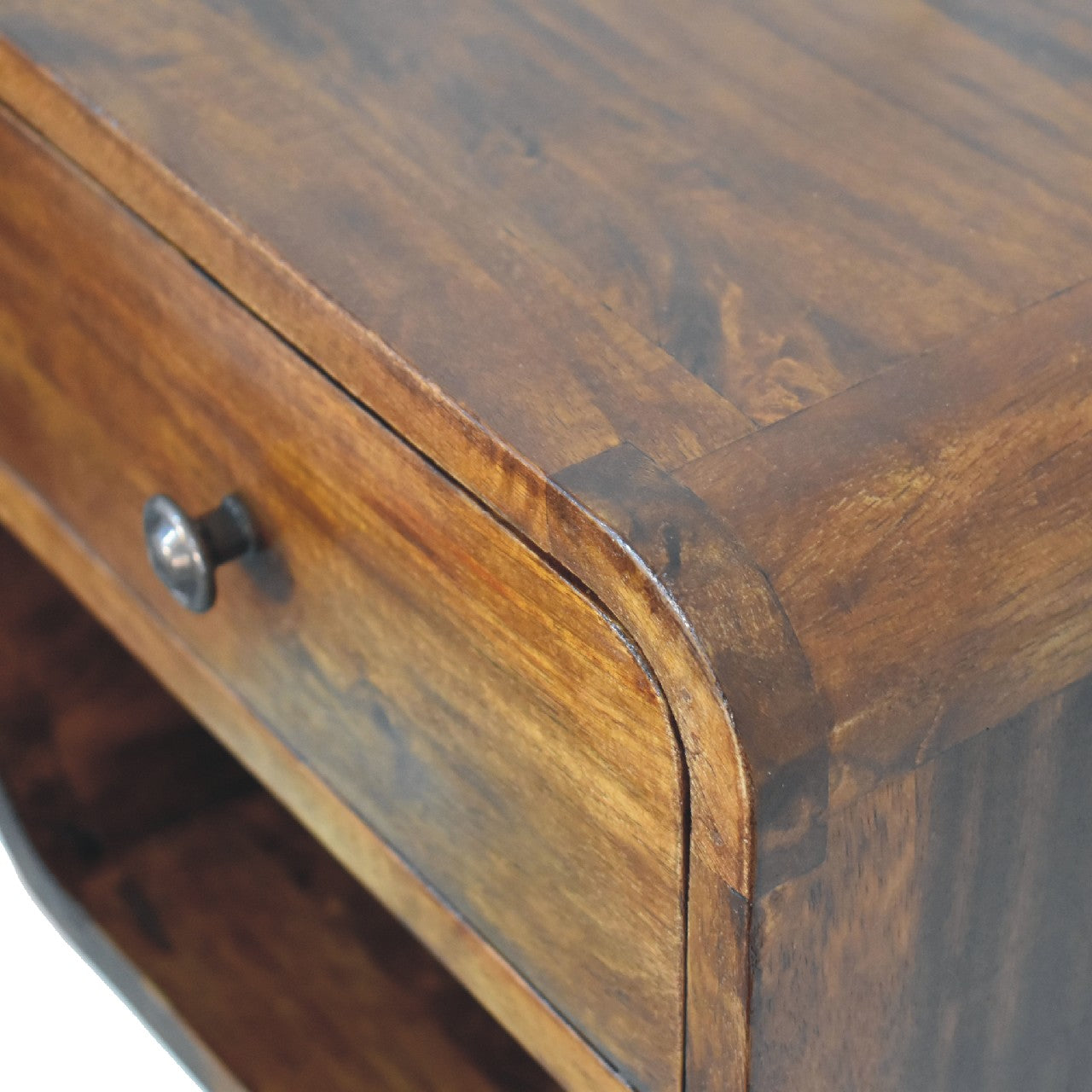 Solid Wood Mini Curve Floating Nightstand, 1-Drawer, Chestnut