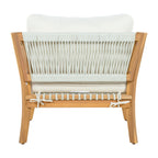 30.3" Outdoor Acacia Wood Patio Chair with Woven Rope Accents