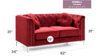 Chic Sloped Arm Loveseat in Burgundy