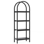 70.86" Tall 4-Tier Black Industrial Bookshelf
