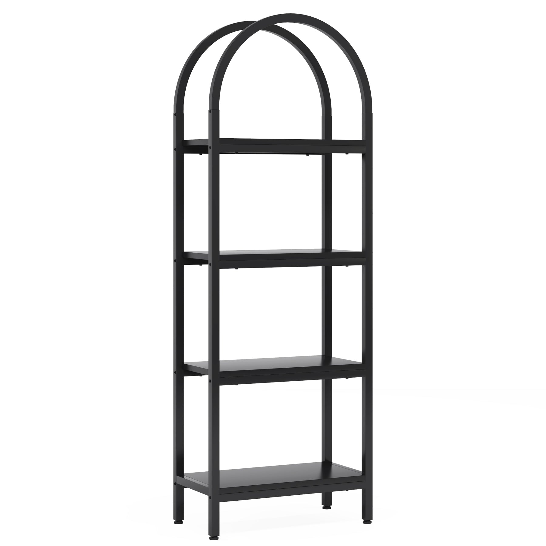 70.86" Tall 4-Tier Black Industrial Bookshelf