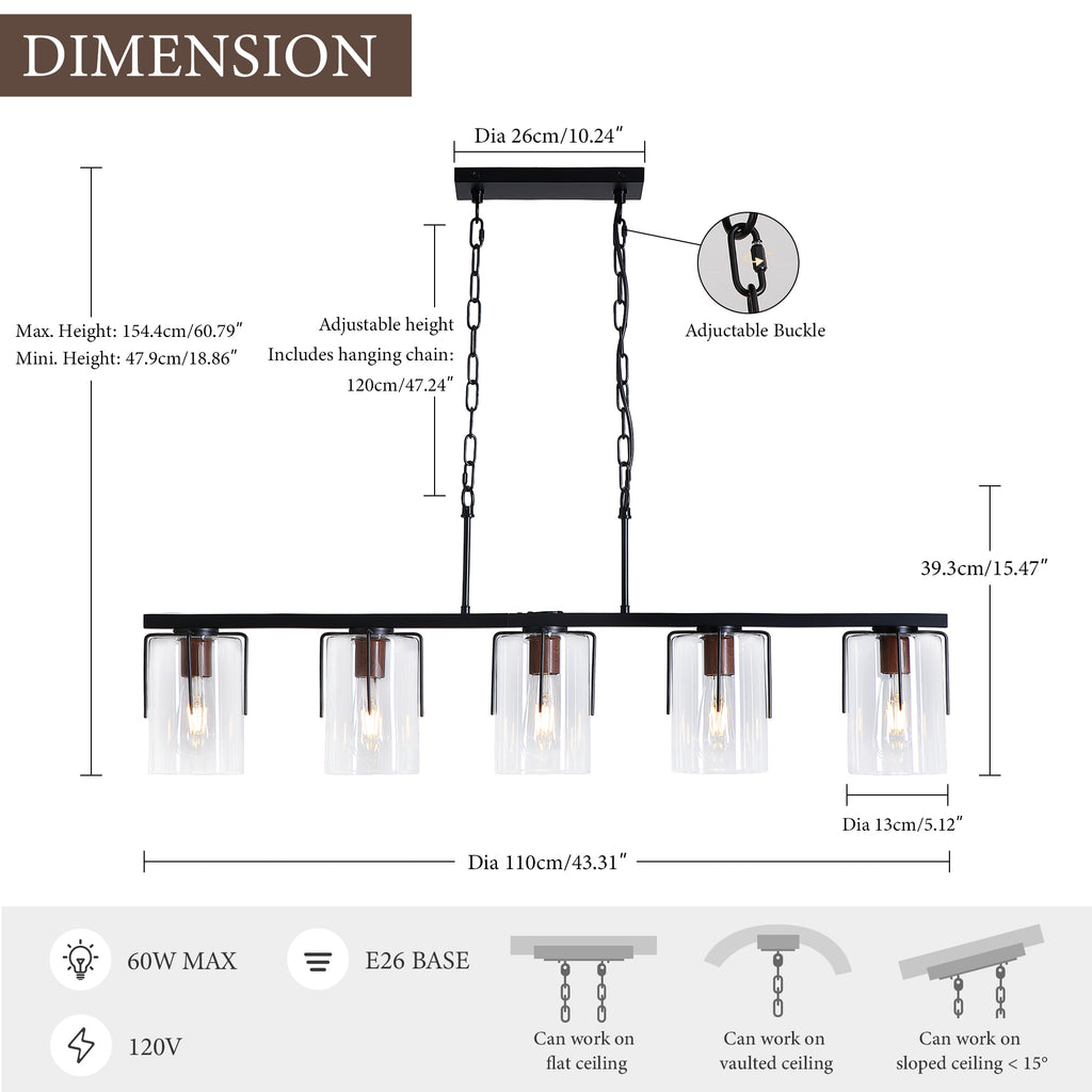 5-Light Linear Chandelier