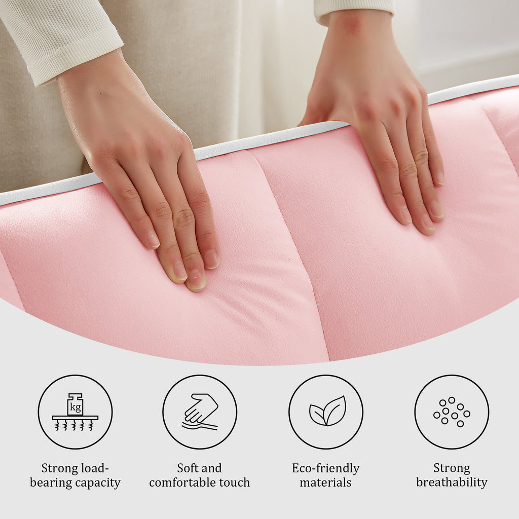 3-in-1 Convertible Sleeper Chair, Pink Velvet with USB Charging