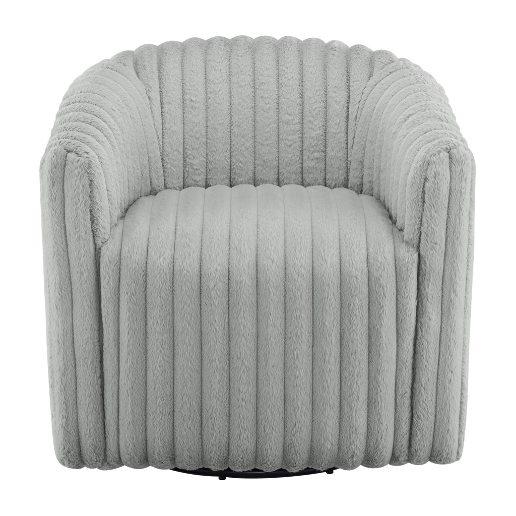 Alexa Ultra Plush Wide Cord-like Swivel Barrel Chair