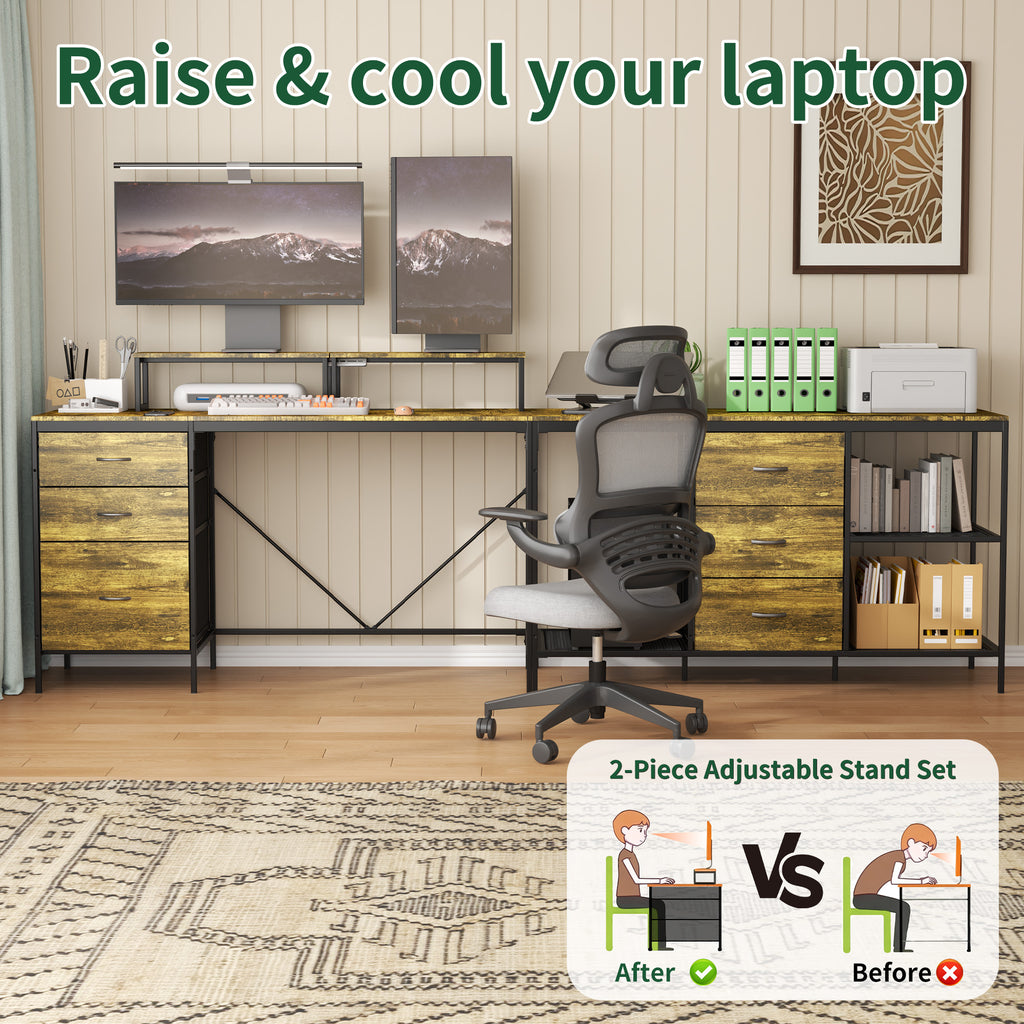 114 Inch L-Shaped Desk with Power Outlets & USB-C