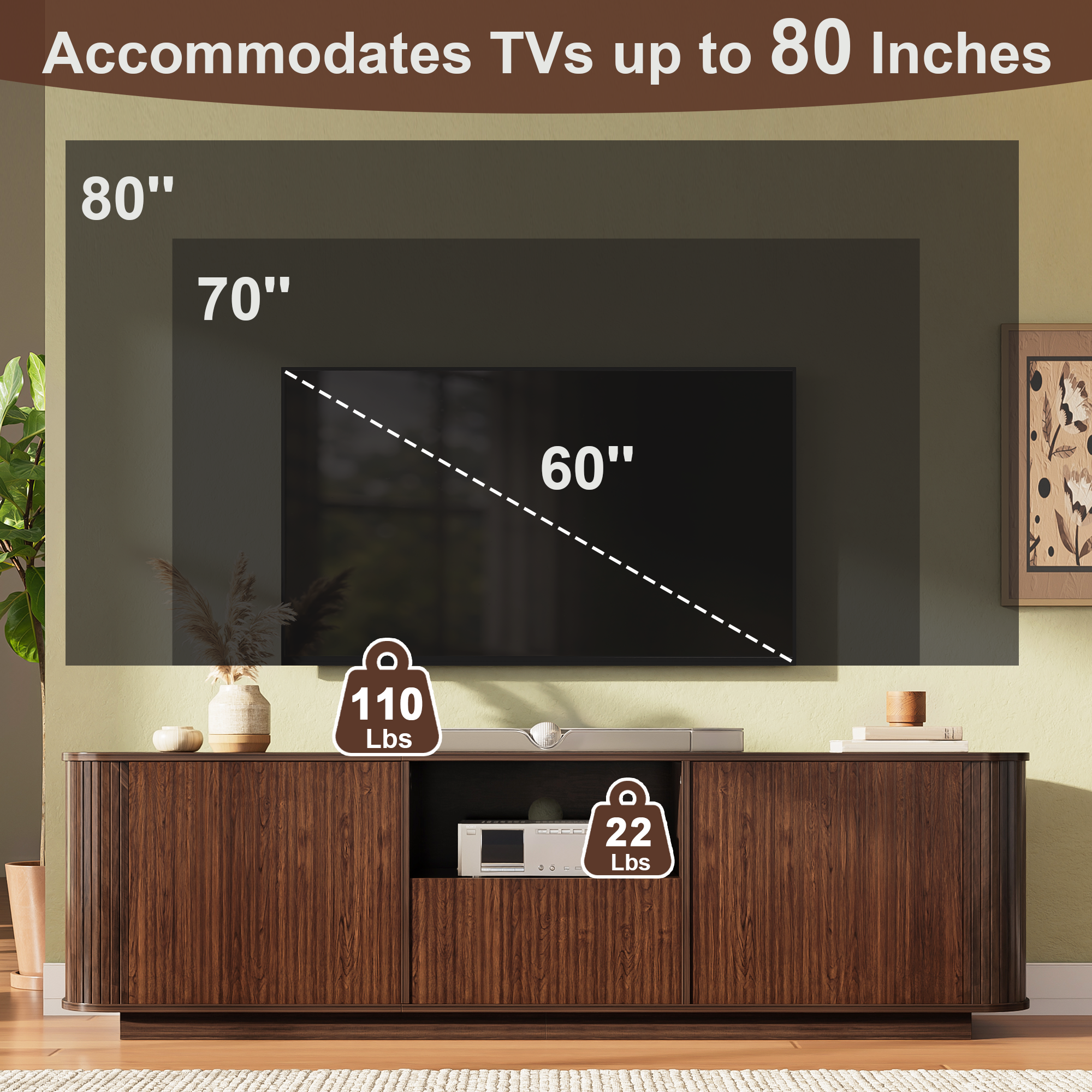 70-Inch Modern TV Stand for TVs Up to 80 Inches