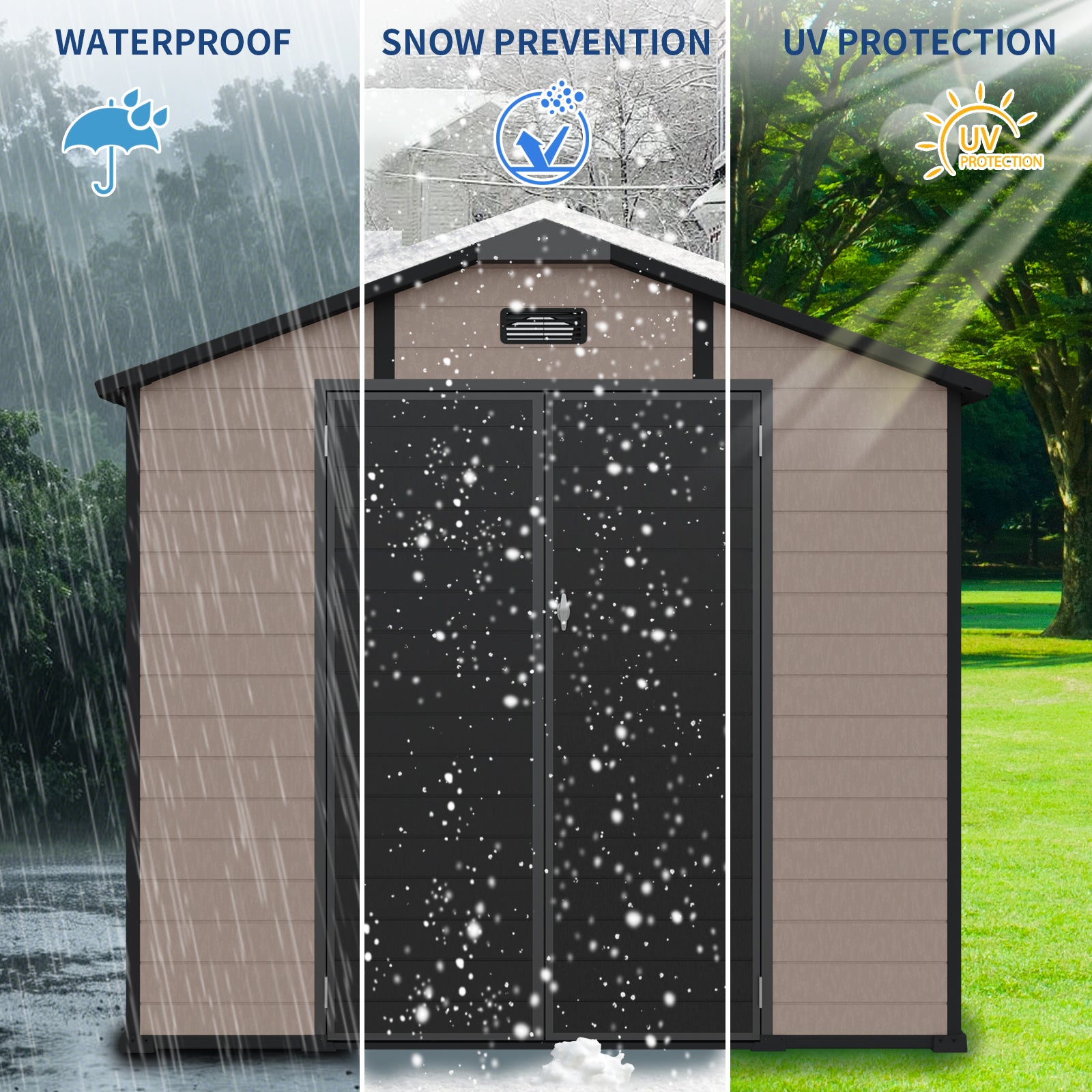 8x10 FT Plastic Outdoor Storage Shed - Lockable Resin Tool Shed
