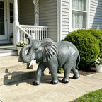 20'' Tall Resin Elephant Statue with Raised Trunk