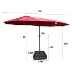 15x9ft Large Double-Sided Rectangular Outdoor Twin Patio Market Umbrella