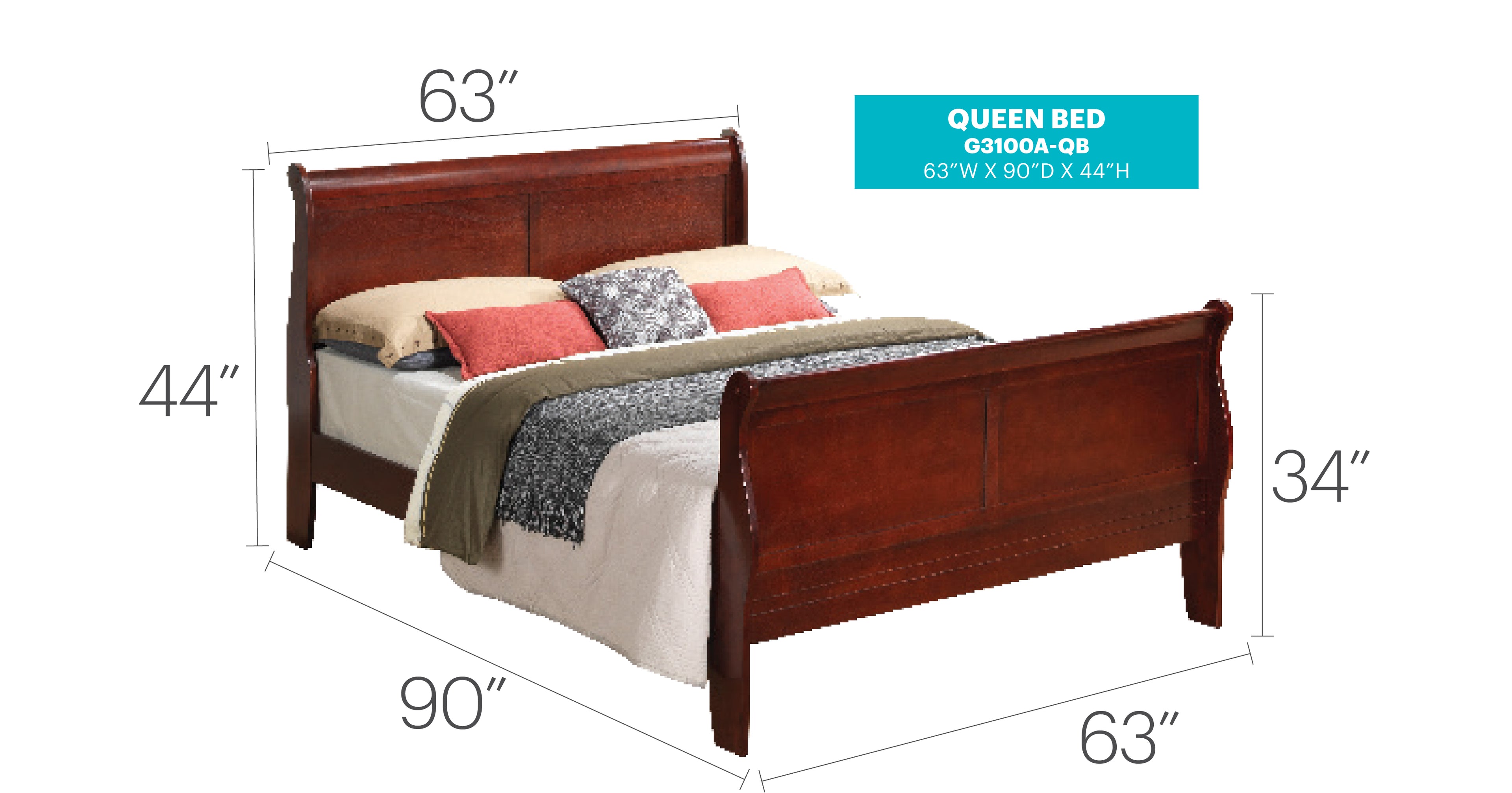 Elegant Cherry Queen Bed Frame