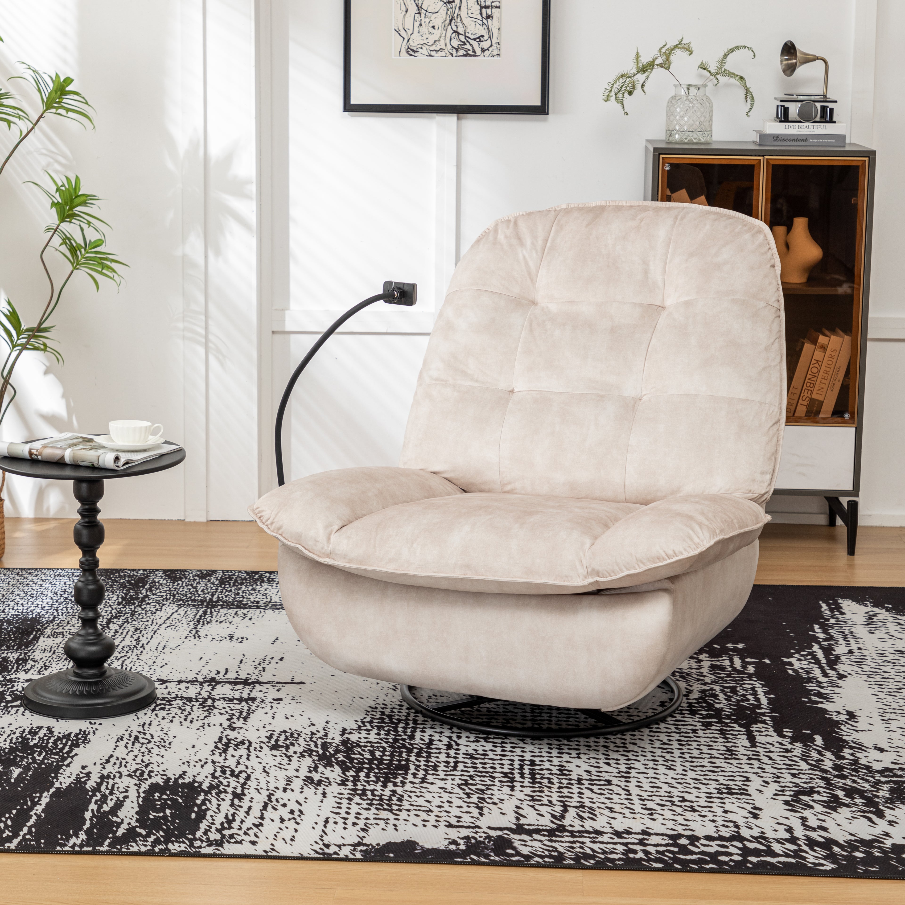 Ivory Recliner with Mobile Phone Holder