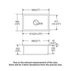 27"x19"x10" Undermount Single Bowl Fireclay Kitchen Sink