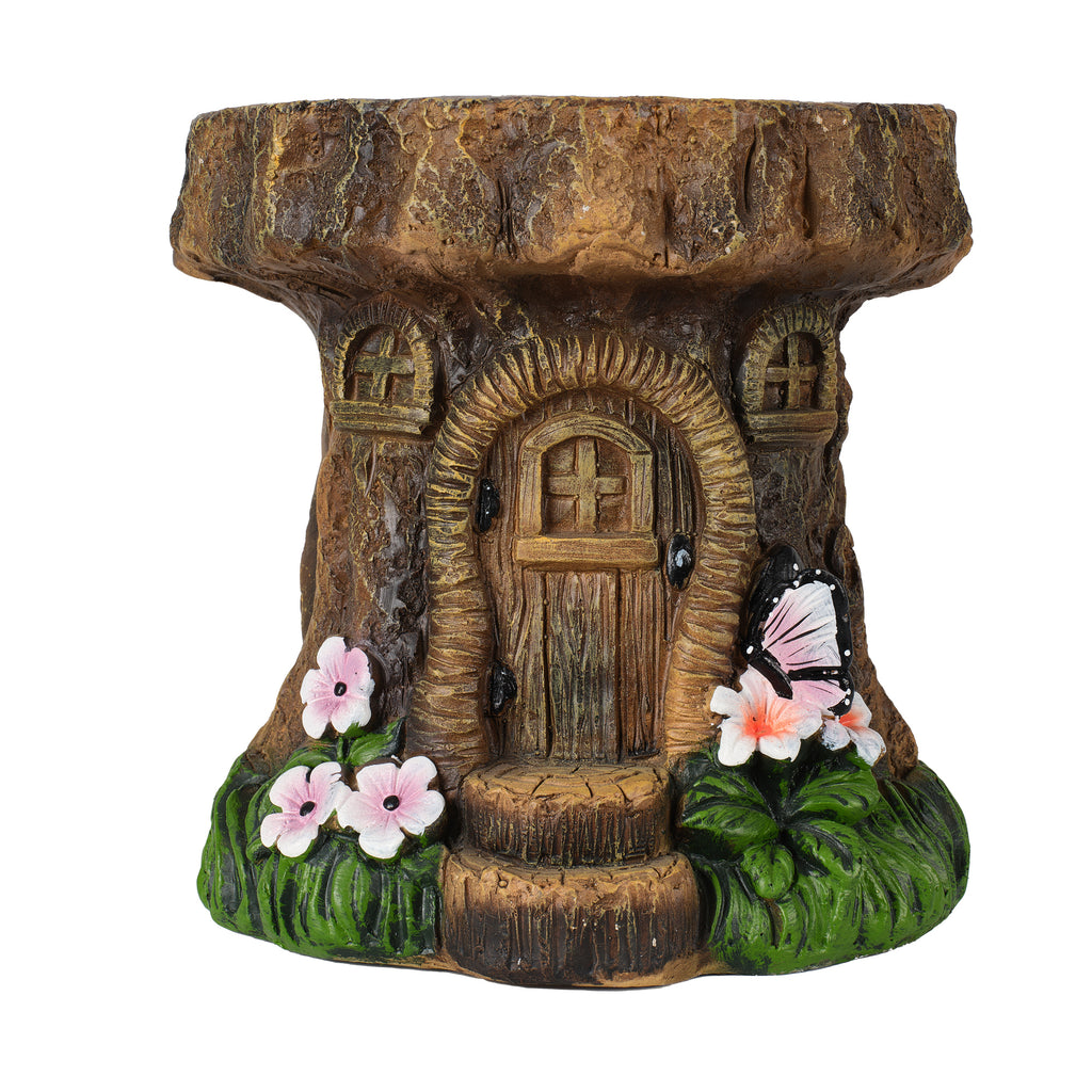Tree Stump Fairy House Stool Garden Statue