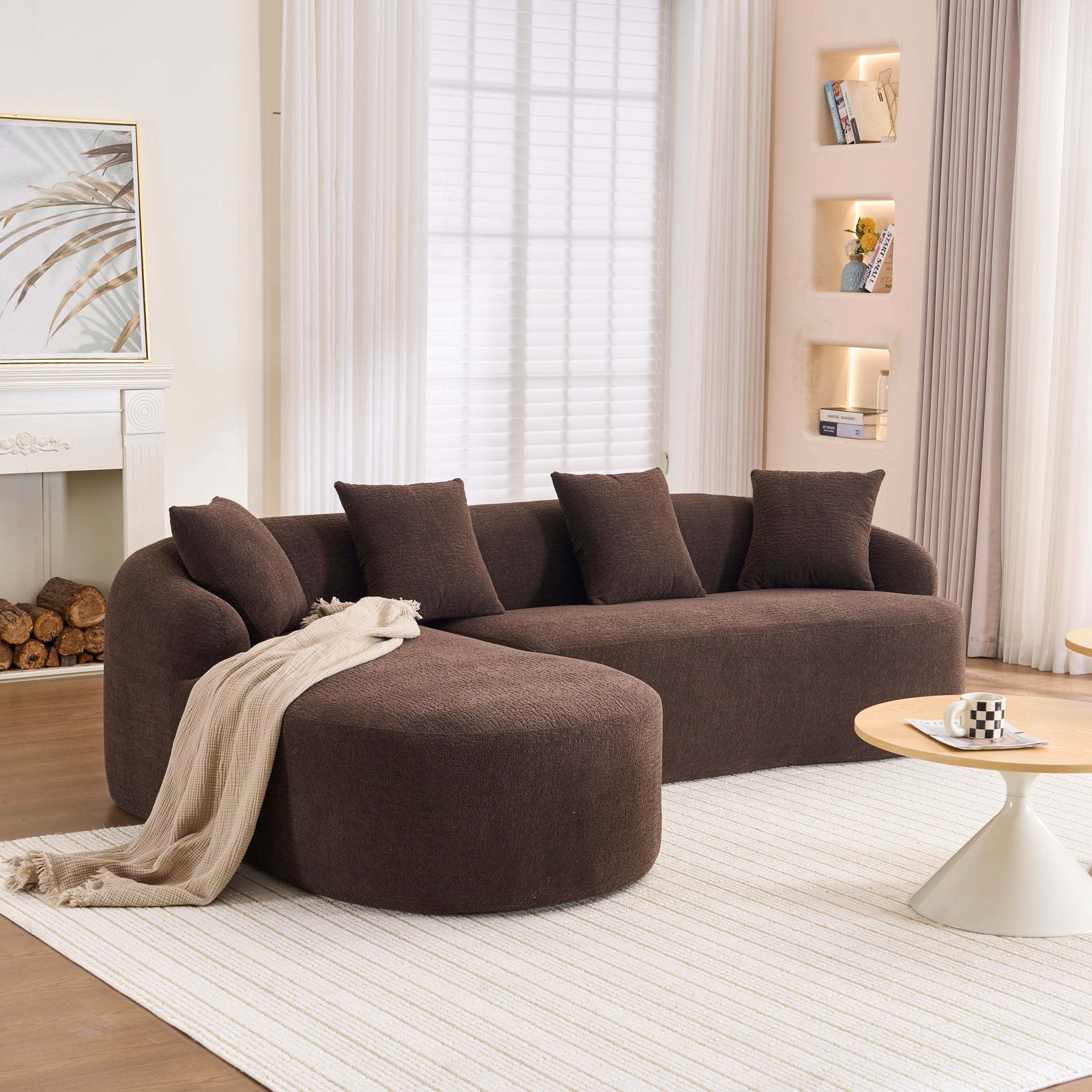 Compression Sponge L-Shape Sectional Sofa with Curved Chaise