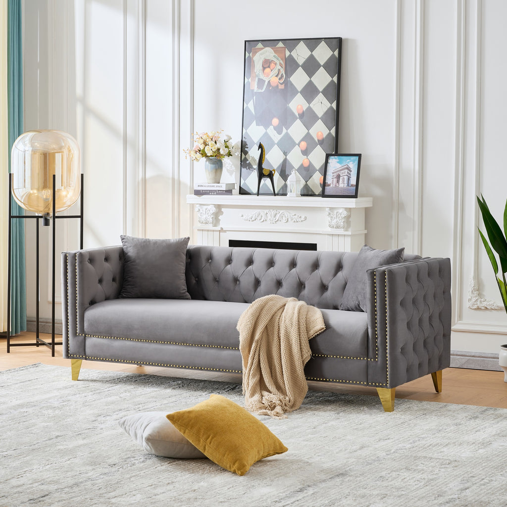 80" Chesterfield Velvet Sofa
