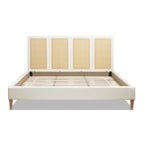 Toscana King Upholstered Cane Back Platform Bed, Antique