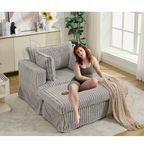 47.7" Oversized Corduroy Chaise Longue with Ottoman