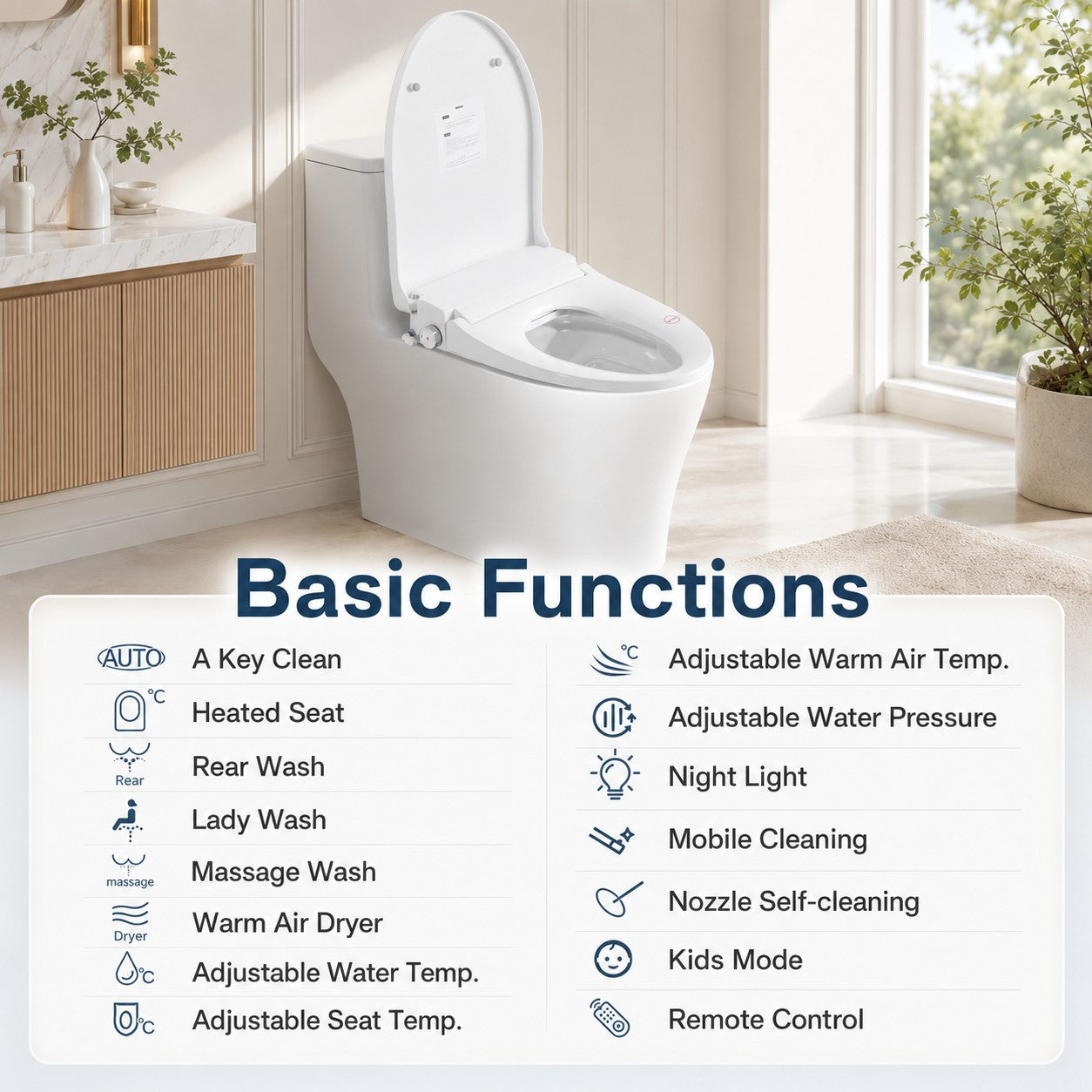 Smart Bidet Toilet Seat with Adjustable Heated Features