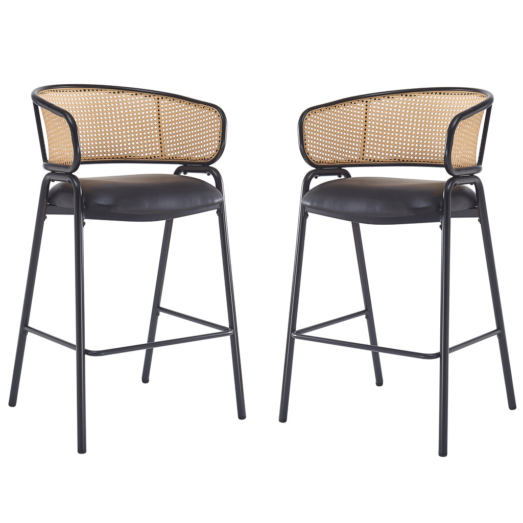 Ethan Indoor Metal Upholstered Barstool Set of 2