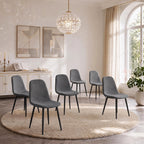 Comfortable Linen-Cotton Dining Chair Set - Six Pieces in Dark Gray