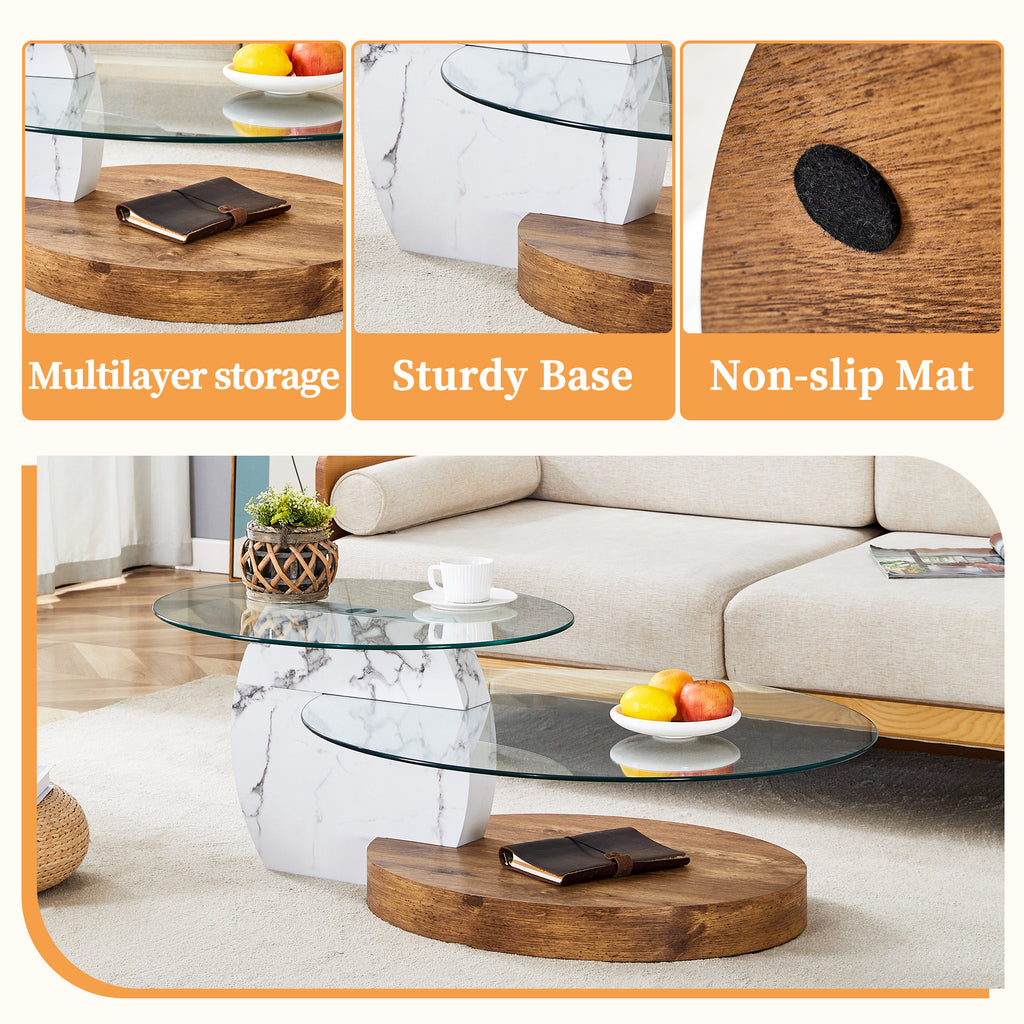 Contemporary Artistic Double Layer Coffee Table