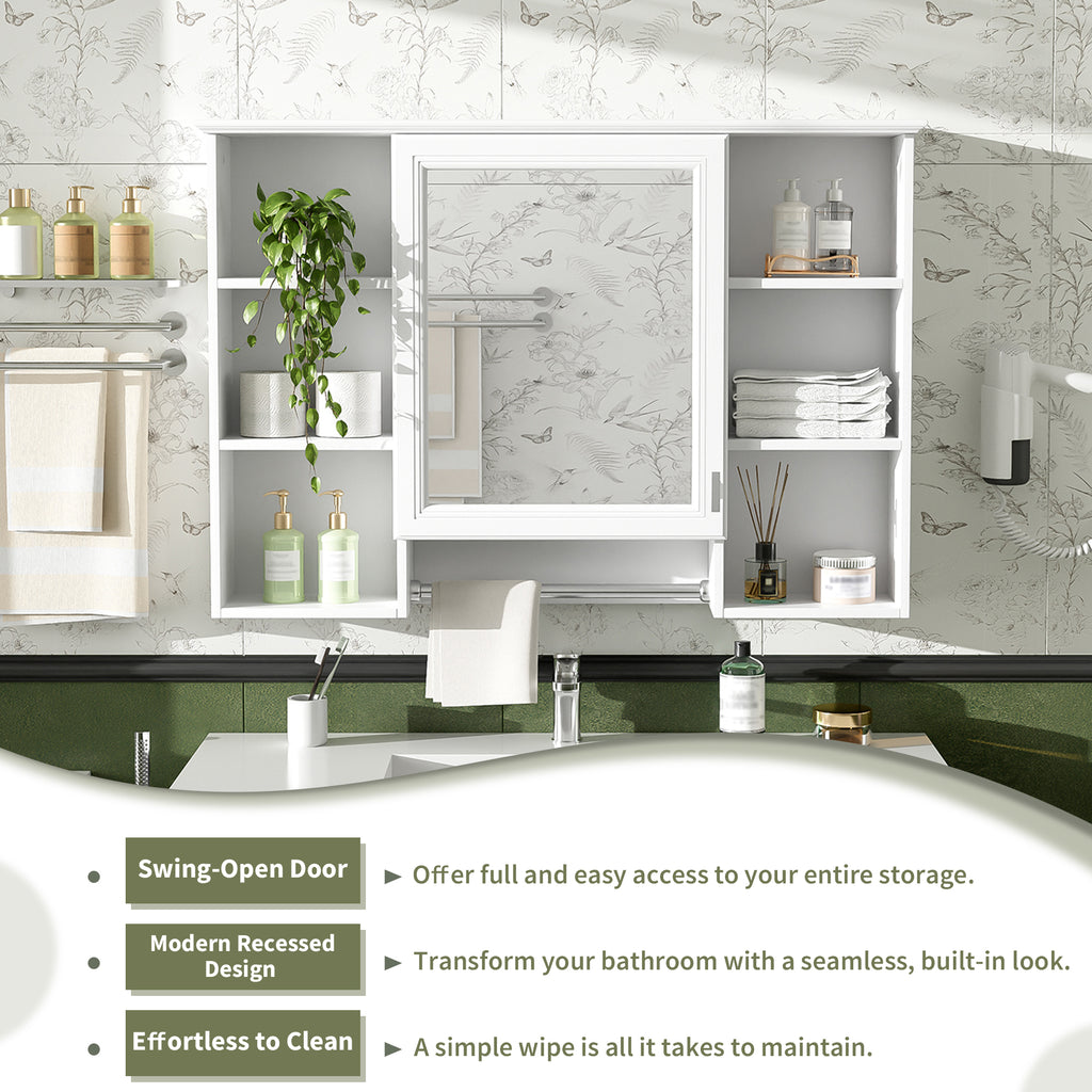 3-in-1 Bathroom Mirror Cabinet - 41-inch Wall Mounted