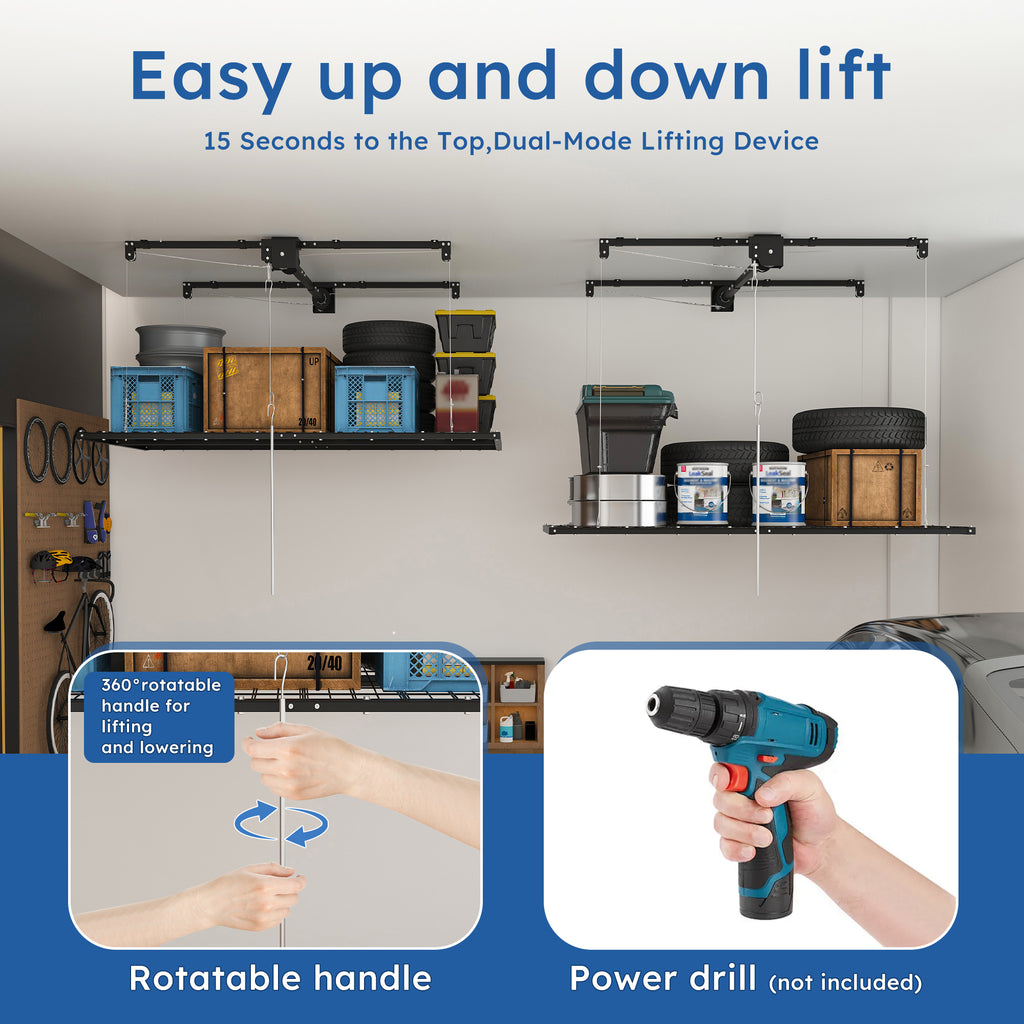 Overhead Garage Storage Rack 5x9 FT for High Ceilings