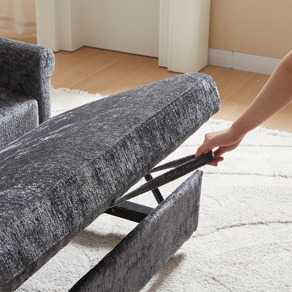 58.27 Inch Modern Chenille Fabric Sofa Bed