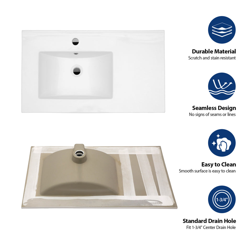 32" x 18.5" Bathroom Ceramic Console Sink