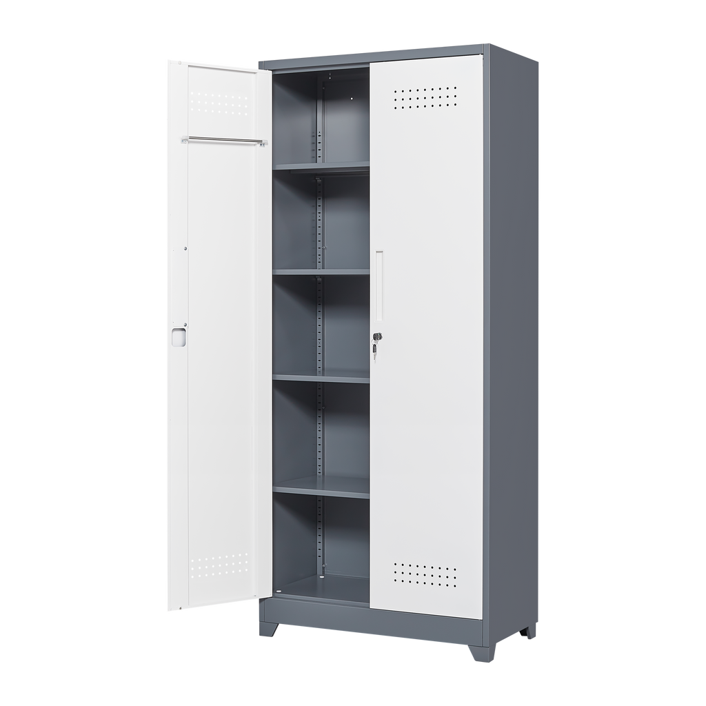 Gray Metal Lockers with Locking Doors