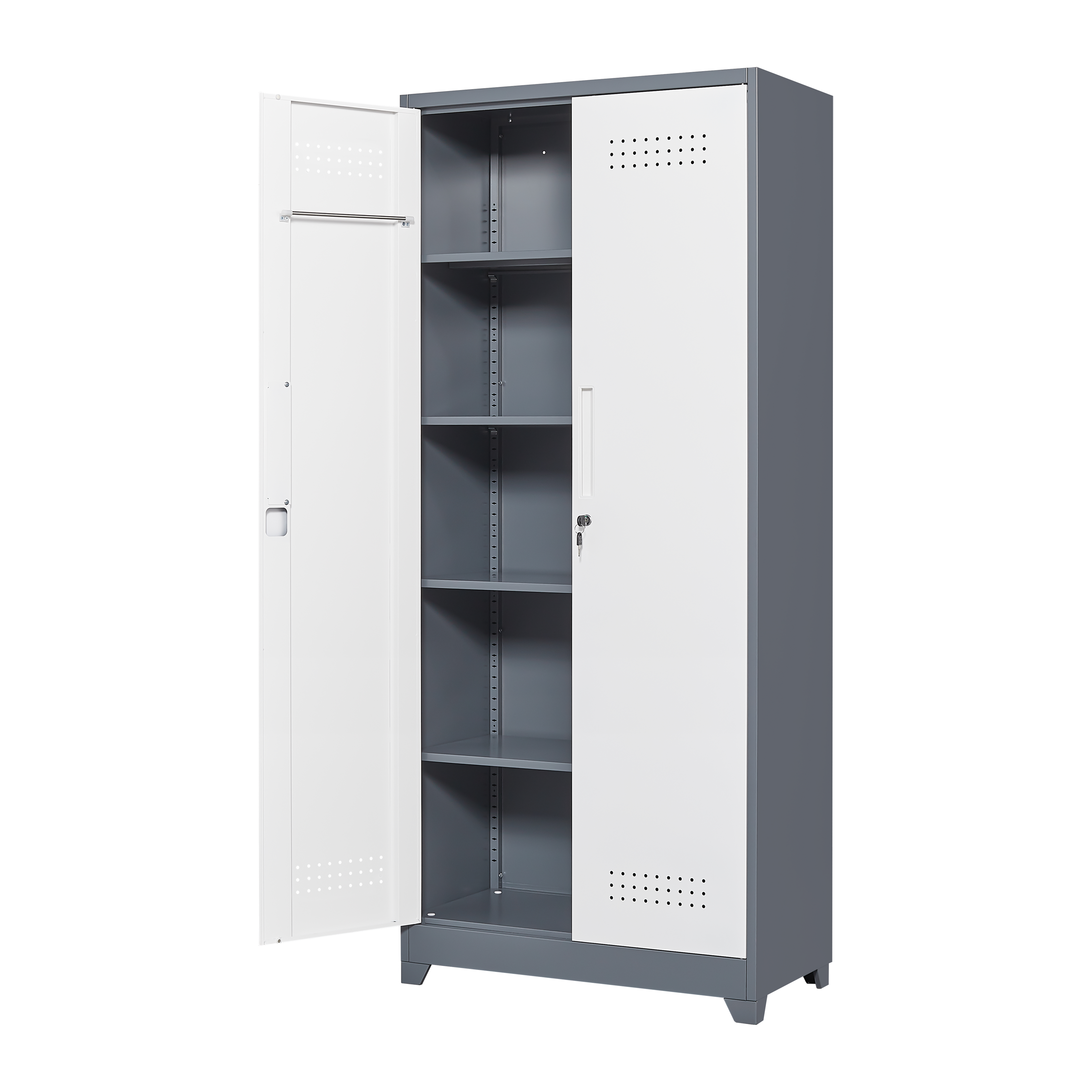 Gray Metal Lockers with Locking Doors